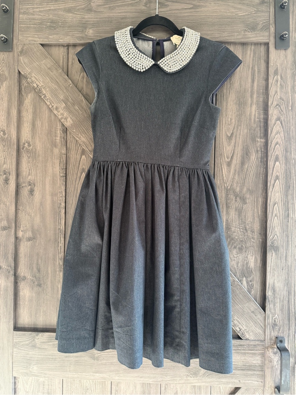 kate spade Charcoal Gray Pearl Collar Midi Dress